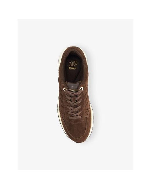 Dune Brown Evelie Quilted Suede Trainers