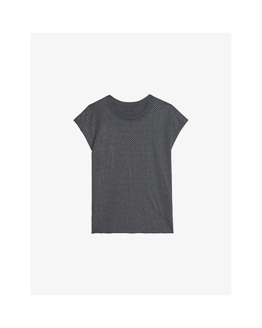 Zadig & Voltaire Blue Cloe Rhinestone-Embellished Cotton-Jersey Tank Top