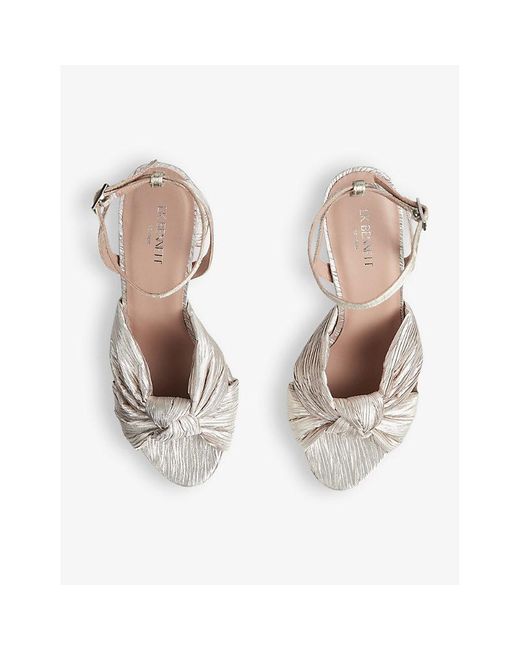 L.K.Bennett White Eliana Knot-embellished Satin Heeled Sandals