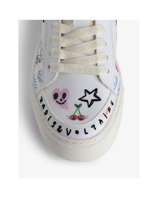 Zadig & Voltaire White High Flash Graphic-print Canvas High-top Trainers