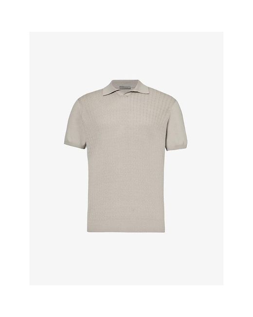 Corneliani Natural Short-sleeved Textured Cotton Polo Shirt for men
