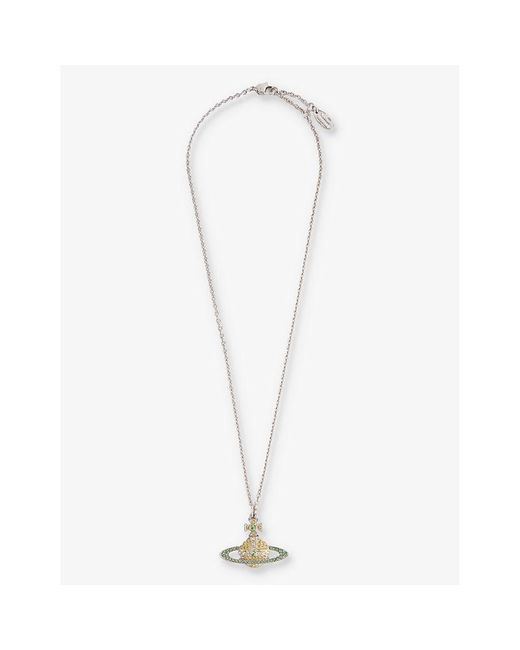 Vivienne Westwood White Kika Silver-tone Brass Topaz And Peridot Pendant Necklace