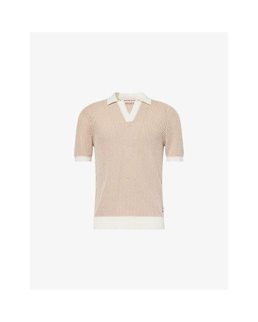 Orlebar Brown Natural Horton Cotton-Crochet Polo Shirt for men