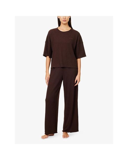 Lounge Underwear Brown Soft Waffle Relaxed-Fit Woven Pyjama Top