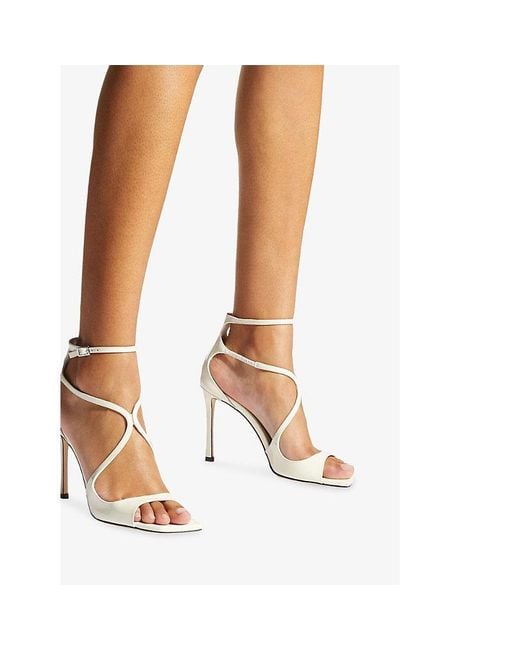 Jimmy Choo White Azia Strappy 95 Leather Heeled Sandals