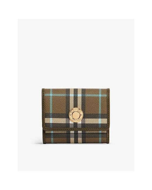 Burberry Lancaster Coated-canvas Wallet in Green | Lyst