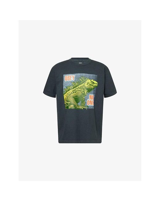 Obey Green Graphic-Print Regular-Fit Cotton T-Shirt for men