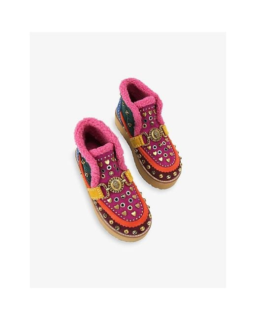 Kurt Geiger Blue Mansion Cosy Embellished Suede Ankle Boots