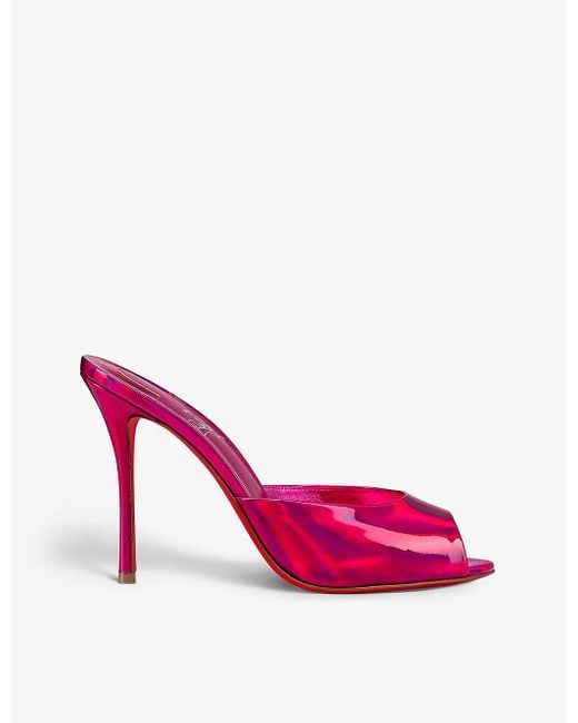 Christian Louboutin Pink Me Dolly 100 Patent-leather Mules