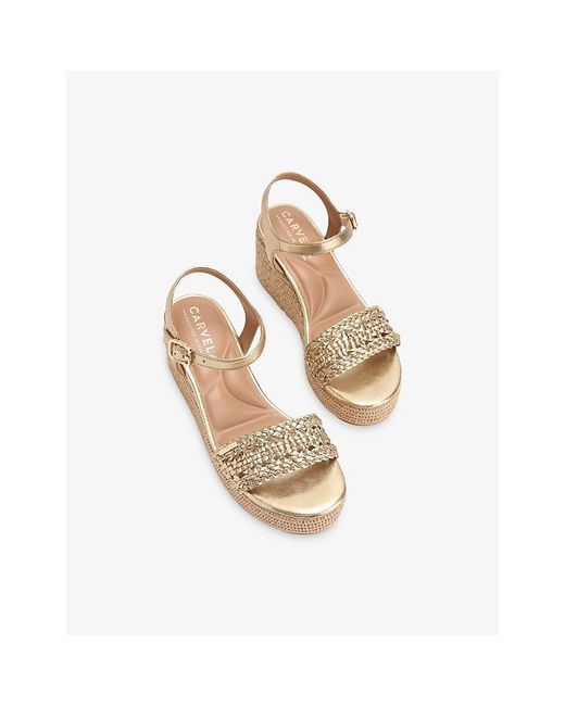 Carvela Kurt Geiger Natural Portofino Faux-Leather Flatform Sandals