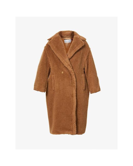 Max Mara Brown Teddy Alpaca Wool-Blend Coat