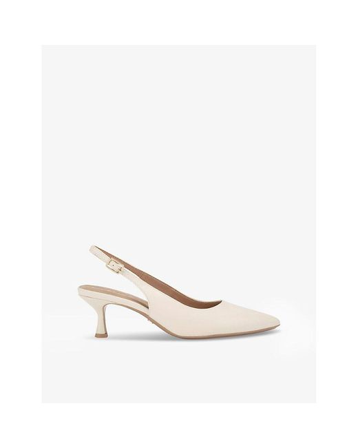 Carvela Kurt Geiger White Allegra Slingback Heeled Faux-Leather Pumps