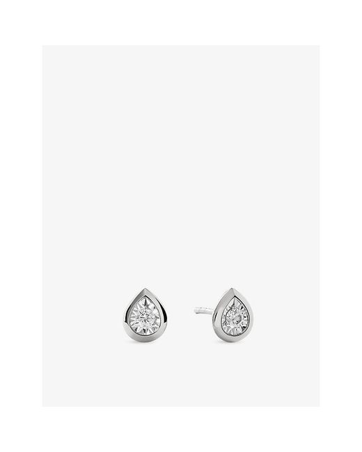 Monica Vinader White Pear-Shaped 0.13Ct Lab-Grown Diamond And Sterling- Stud Earrings