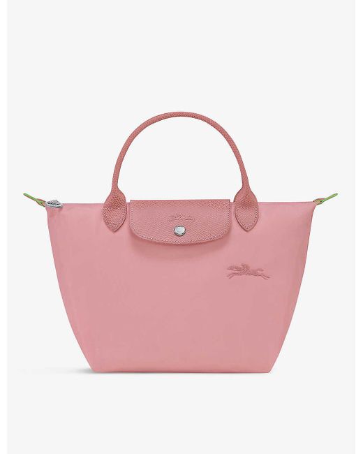 Longchamp Pink Le Pliage Brand-embroidered Small Recycled-polyamide Top-handle Bag