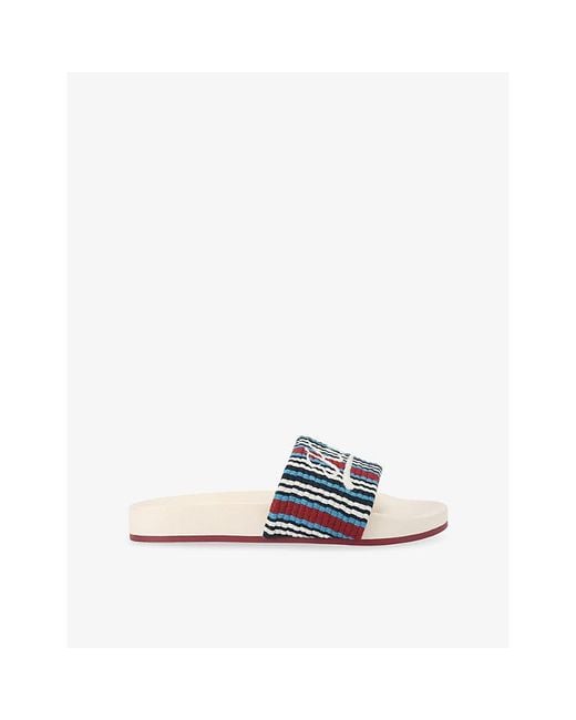 Kurt Geiger White Script Fabric Slides for men