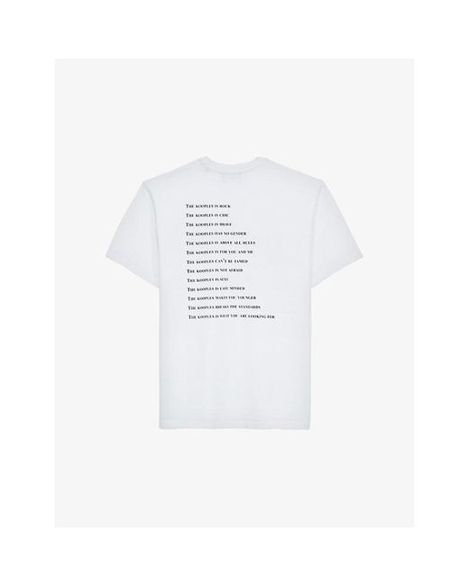 The Kooples White Graphic-Print Cotton-Jersey T-Shirt for men