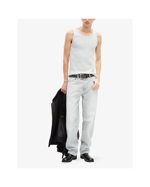 The Kooples White Sleeveless Round-Neck Stretch-Cotton T-Shirt for men
