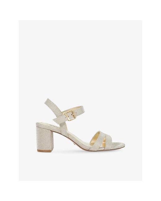 Dune White Merisa Block-Heel Woven Sandals