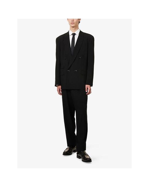 Giorgio Armani Black Single-Breasted Peak-Lapel Virgin-Wool Suit for men