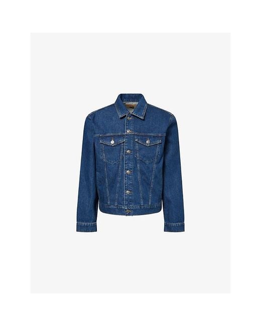 PAIGE Blue Erickson Logo-Patch Denim Jacket for men