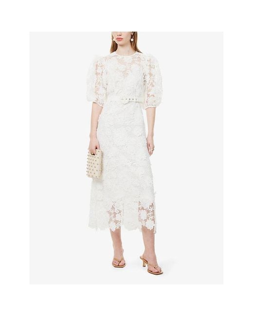 Zimmermann White Halliday Floral-pattern Lace Maxi Dress