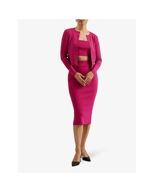 Ted Baker Pink Brylle Fitted Knitted Cardigan