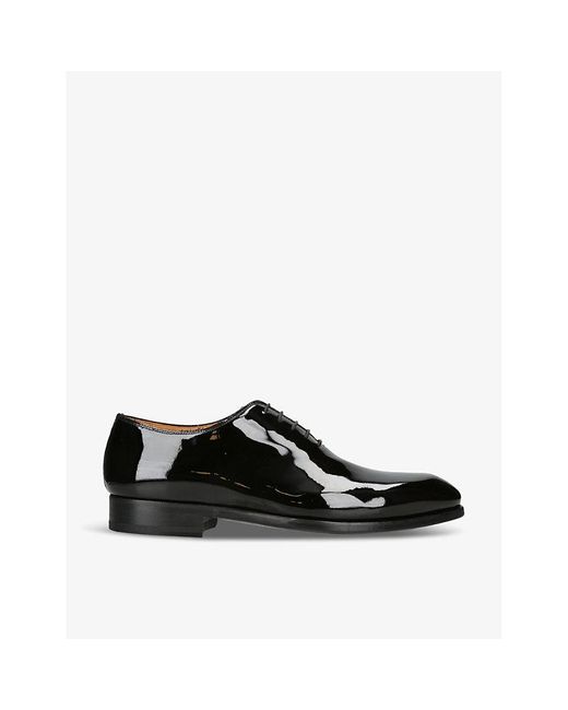 Magnanni Shoes Black Flex Tonal-Stitching Leather Oxford Shoes