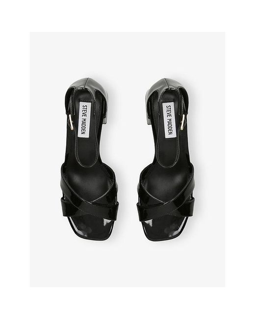 Steve Madden Black Fergie 238 Faux-Leather Heeled Sandals