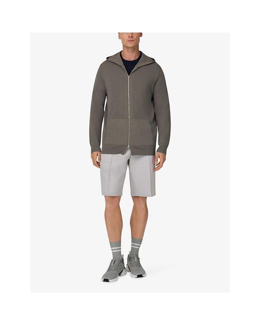 Boggi Gray Hooded Full-Zip Cotton-Blend Jumper for men