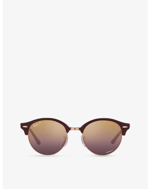 Ray-Ban Rb4246 Clubround Chromance Round-frame Acetate Sunglasses in Pink |  Lyst