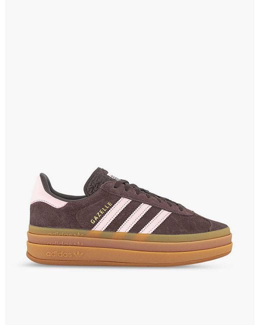 Adidas Brown Icey Auburn Me Gazelle Bold Brand-Stripe Suede Low-Top Trainers