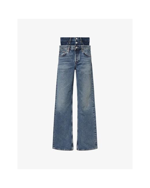 Agolde Blue Elson Straight-Leg Denim Jeans