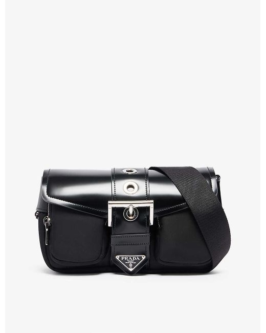 Prada Black Pocket Buckle-embellished Recycled-nylon Cross-body Bag