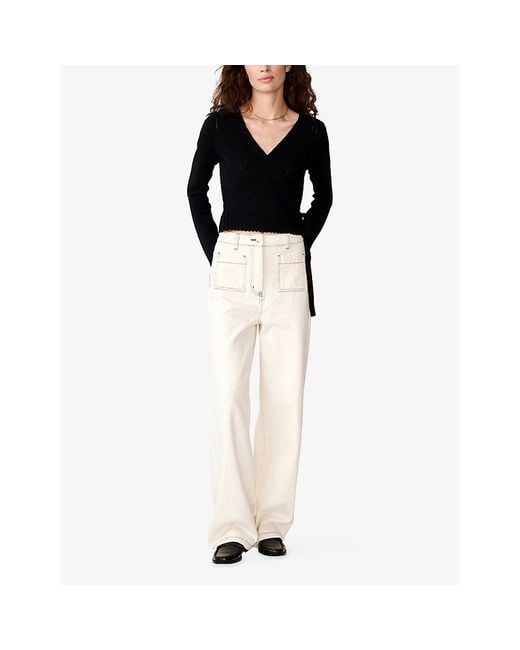 OMNES Black Soleil Knitted Wrap Top