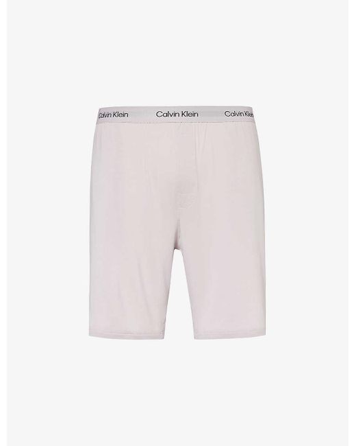 Calvin Klein Multicolor Branded-waistband Straight-leg Stretch-recycled Modal Shorts for men