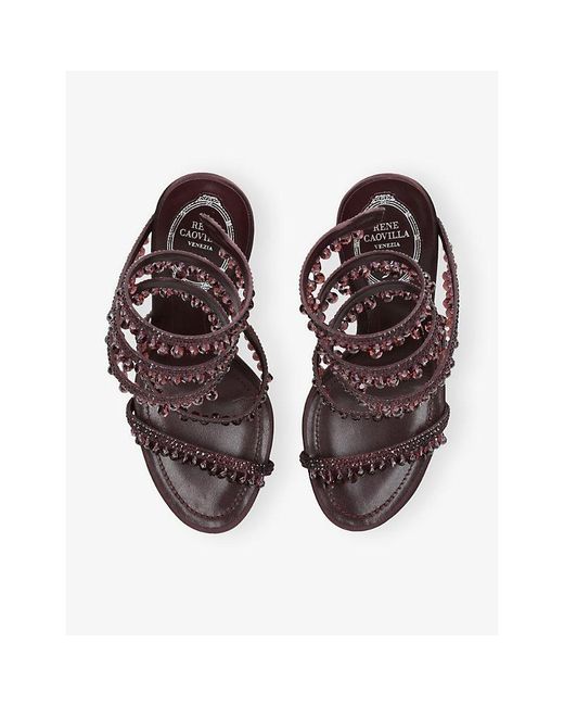 Rene Caovilla Multicolor Chandelier 105 Crystal-Embellished Leather Heeled Sandals