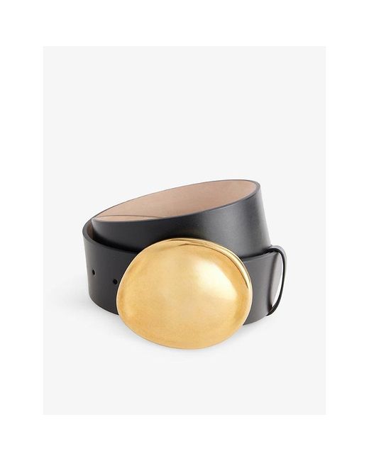 Khaite Black Keefe Leather And 18Ct-Plated Brass Belt
