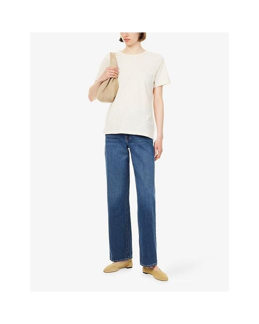 7 For All Mankind Blue Stovepipe Straight-Leg Denim Jeans