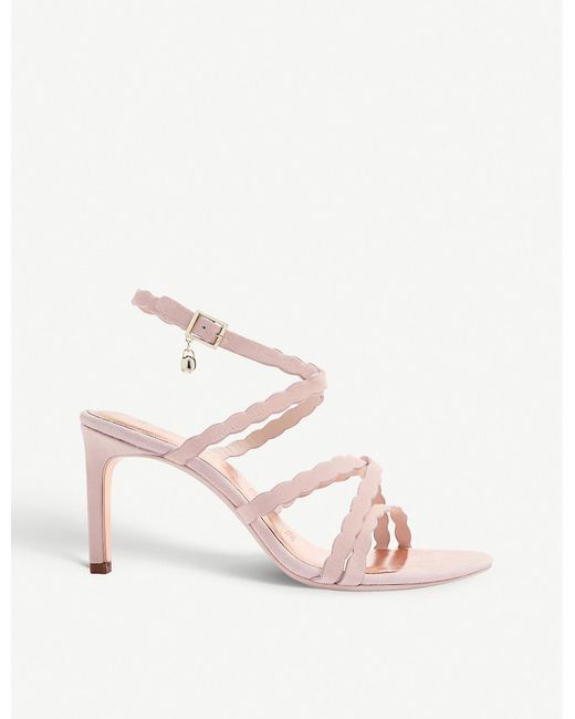 Ted Baker Pink Lillys Scallop-strap Suede Heeled Sandals