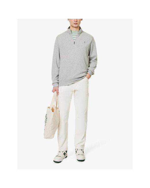 Polo Ralph Lauren Gray Brand-embroidered Funnel-neck Cotton-blend Sweatshirt Xx for men