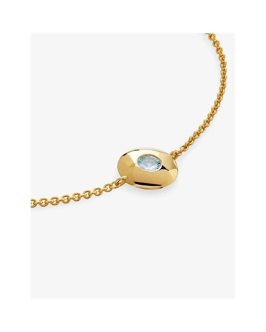 Monica Vinader Metallic March Birthstone 18Ct-Plated Vermeil Sterling- And Aquamarine Bracelet
