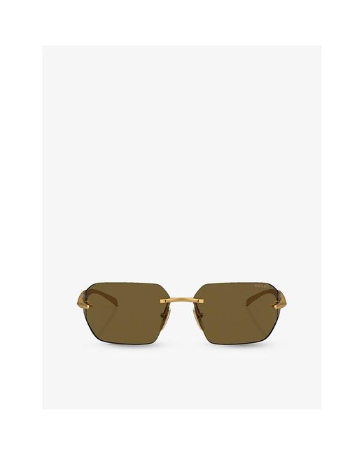 Prada Green Pr A55s Irregular-frame Metal Sunglasses