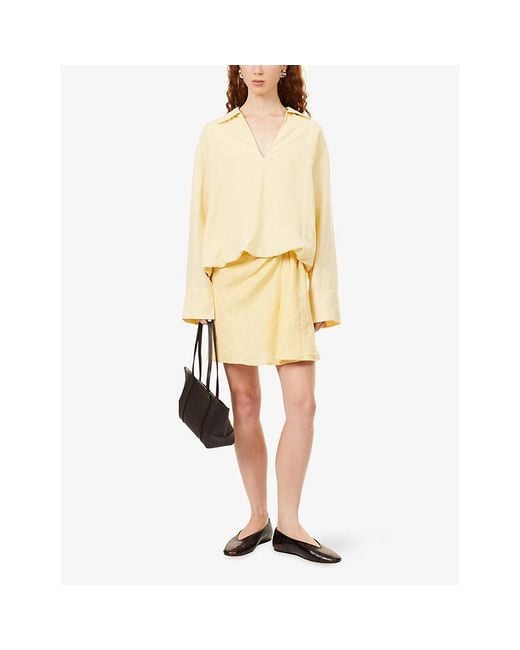 Samsøe & Samsøe Metallic Saiben Draped Linen Mini Skirt