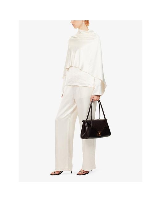 RÓHE Frames White Elasticated-Waist Wide-Leg Satin Trousers