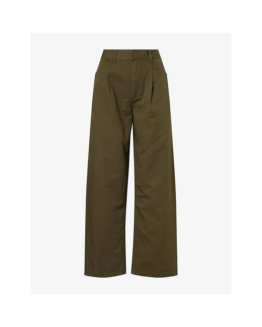 Citizens of Humanity Green Velha Cotton And Linen-Blend Trousers