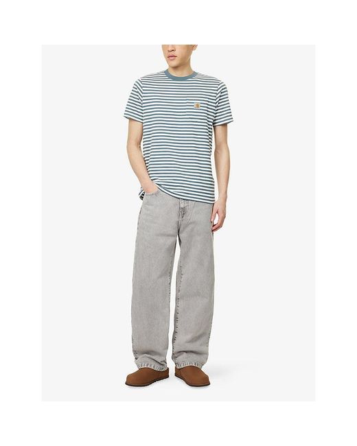 Carhartt Gray Landon Acid-Wash Denim Jeans for men