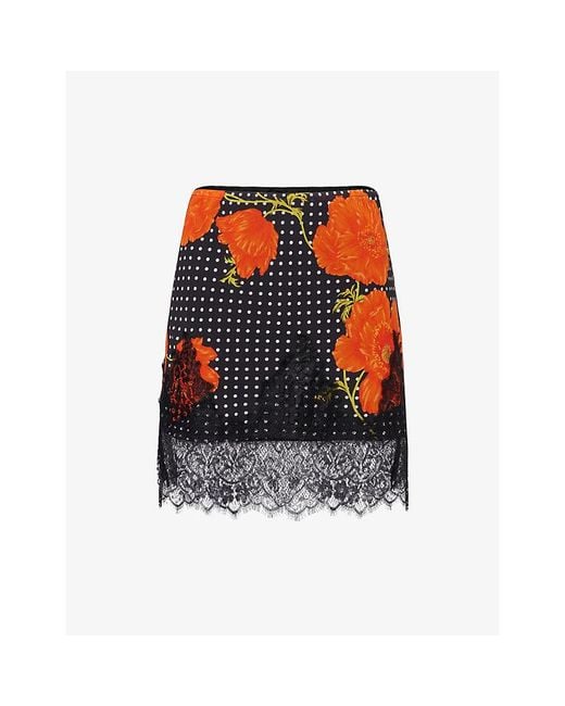 Never Fully Dressed Red Poppy Maeva Mini Chiffon Skirt