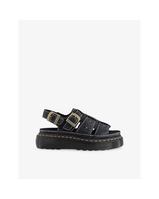 Dr. Martens Black Wrenlie Flower Leather Sandals