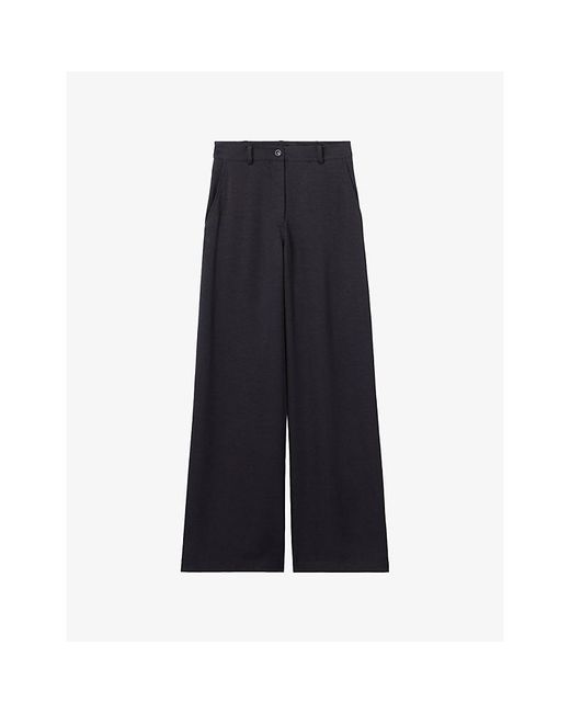 Claudie Pierlot Blue Straight-Leg Regular-Fit Satin Trousers