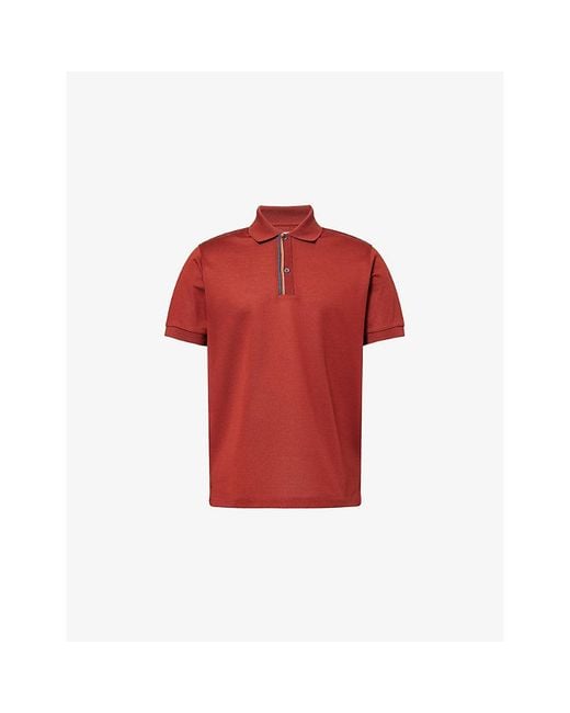 Paul Smith Red Signature Stripe Short-Sleeve Cotton-Pique Polo Shirt for men